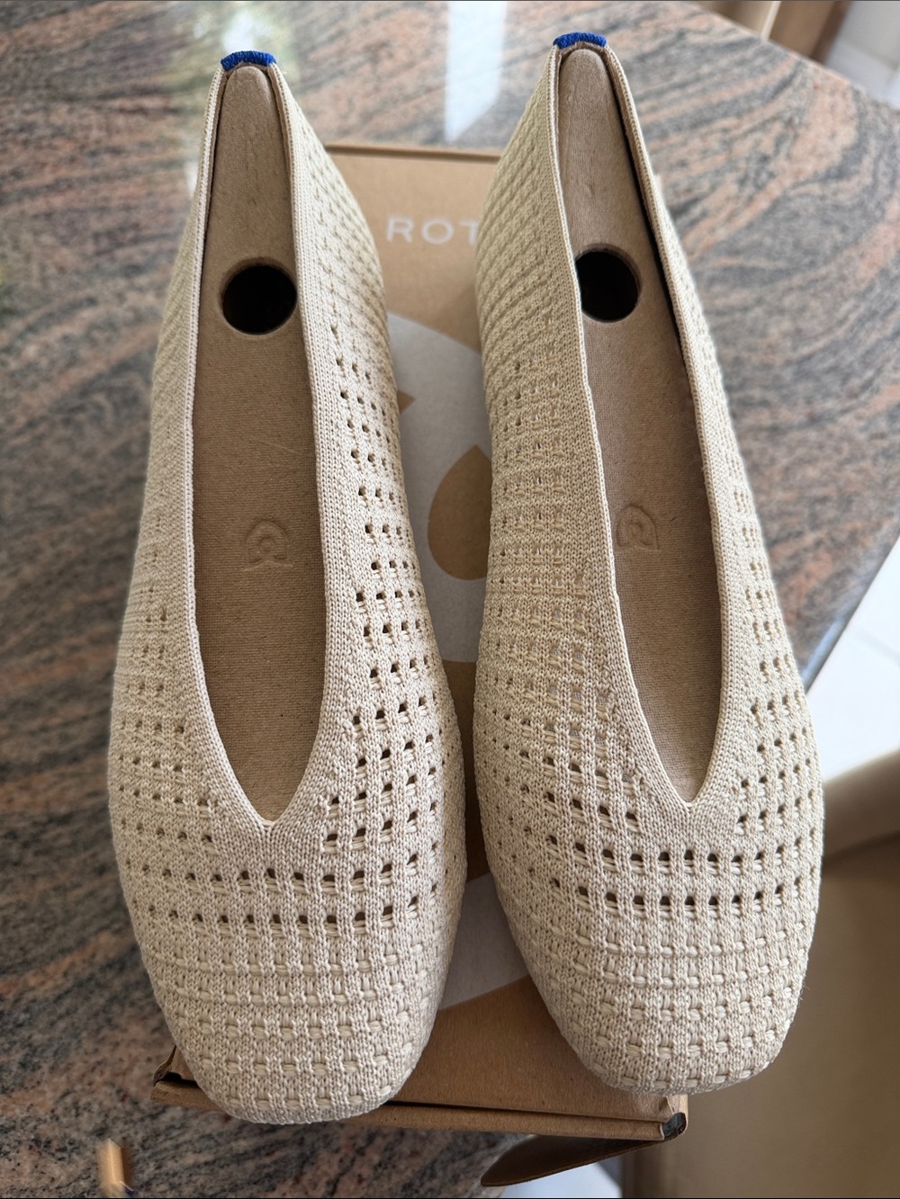 Rothy's Cream Knit Slip-On Flats